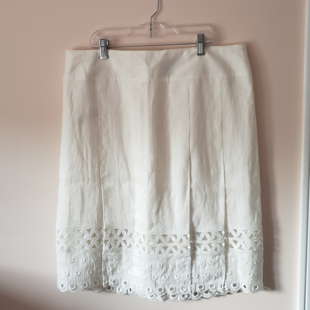 Ann Taylor white linen skirt